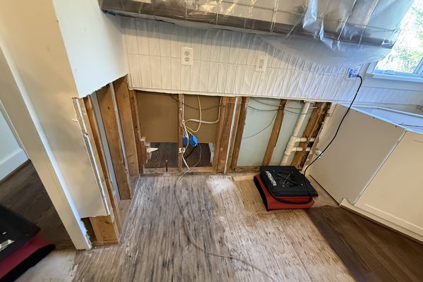 Kitchen water damage before photo - Ashburn, VA restoration company