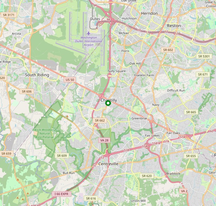 Map of Chantilly, VA and the surrounding area