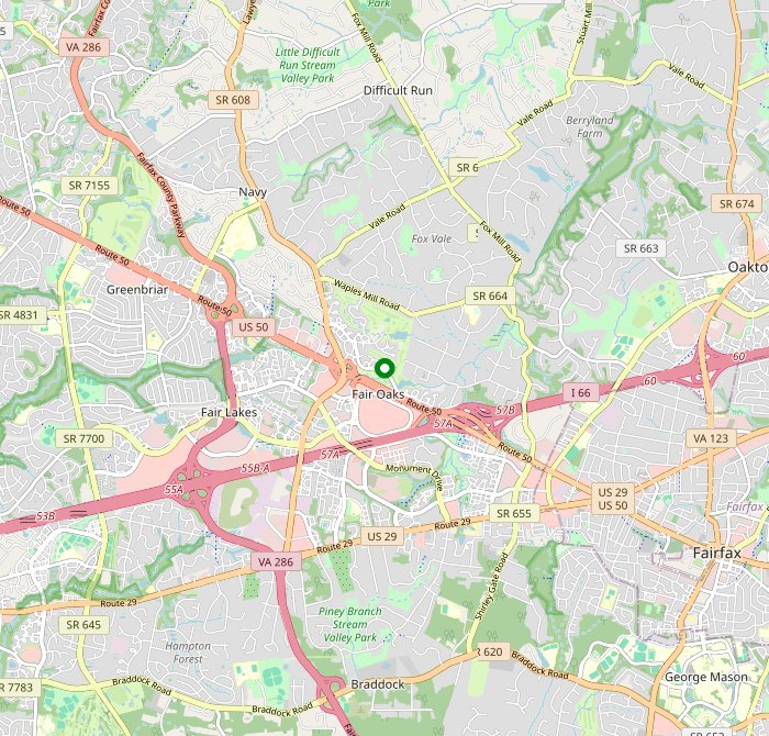 Map of Fair Oaks, VA and the surrounding area