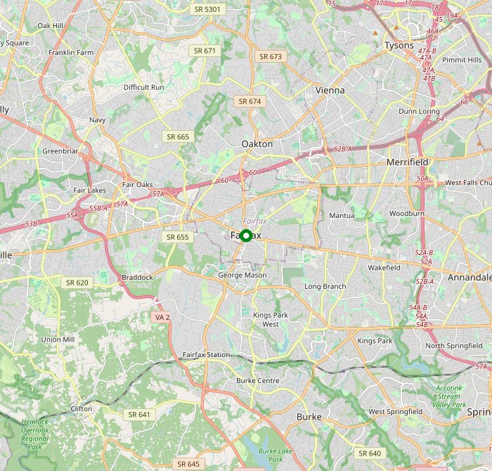 Map of Fairfax, VA and the surrounding area